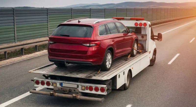 Guincho para carros em Santarém – carro sendo carregado em plataforma